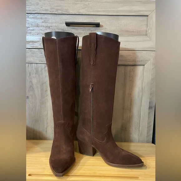 Crown Vintage Sila 2 Western Brown Suede Knee-High Boots - Picture 3 of 4